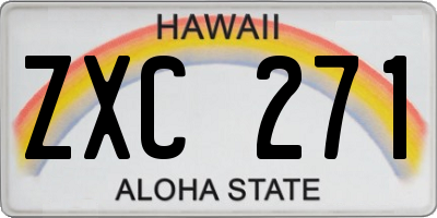 HI license plate ZXC271