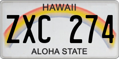 HI license plate ZXC274