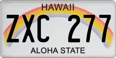 HI license plate ZXC277