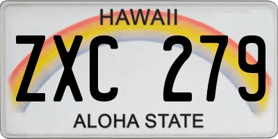 HI license plate ZXC279