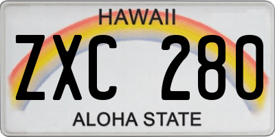 HI license plate ZXC280