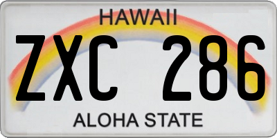 HI license plate ZXC286