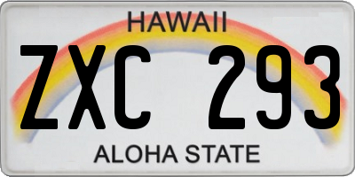 HI license plate ZXC293