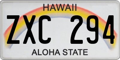 HI license plate ZXC294