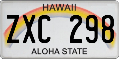 HI license plate ZXC298