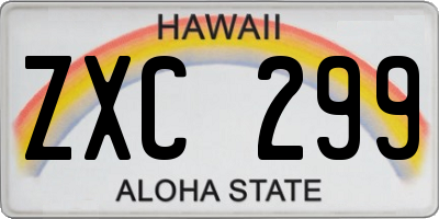 HI license plate ZXC299