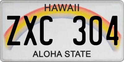 HI license plate ZXC304