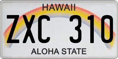HI license plate ZXC310