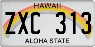 HI license plate ZXC313