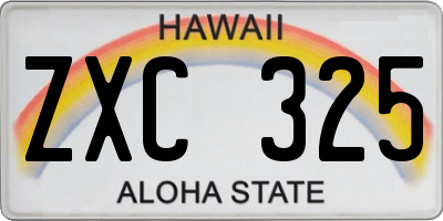 HI license plate ZXC325