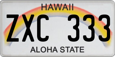 HI license plate ZXC333