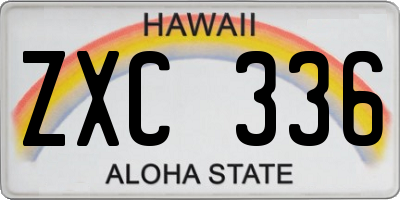 HI license plate ZXC336