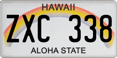 HI license plate ZXC338