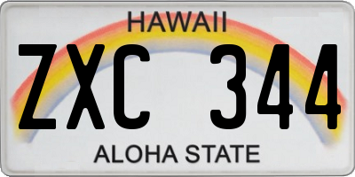 HI license plate ZXC344