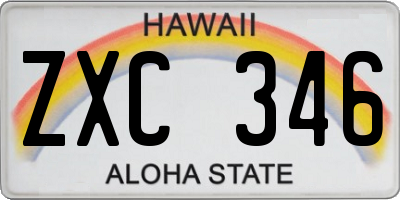 HI license plate ZXC346