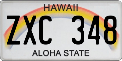 HI license plate ZXC348