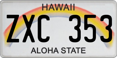 HI license plate ZXC353