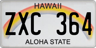 HI license plate ZXC364