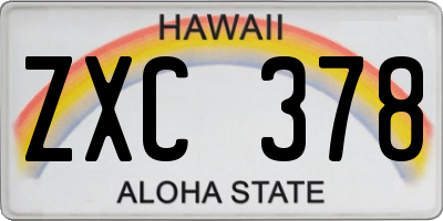 HI license plate ZXC378