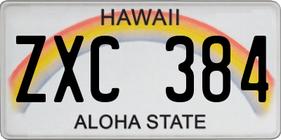 HI license plate ZXC384