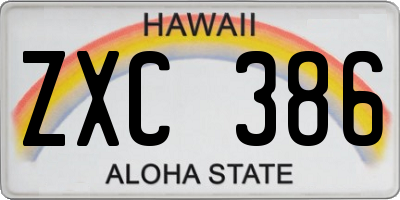 HI license plate ZXC386