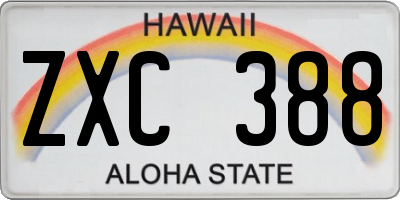 HI license plate ZXC388