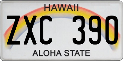 HI license plate ZXC390