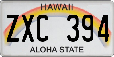 HI license plate ZXC394