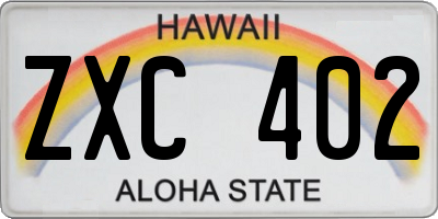 HI license plate ZXC402