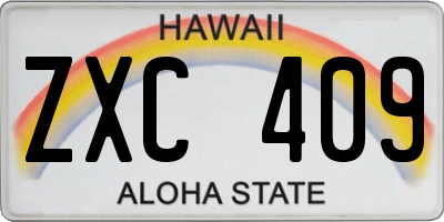 HI license plate ZXC409