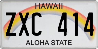 HI license plate ZXC414