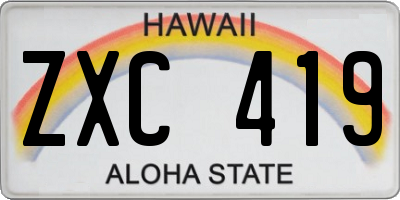 HI license plate ZXC419