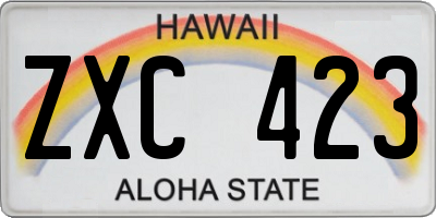 HI license plate ZXC423