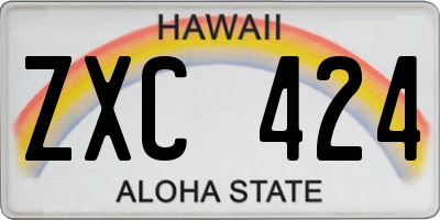 HI license plate ZXC424