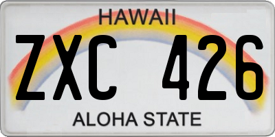 HI license plate ZXC426