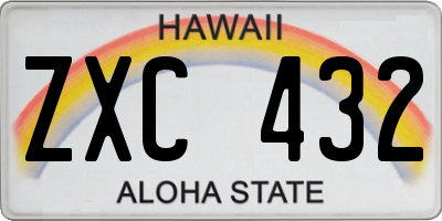 HI license plate ZXC432