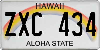 HI license plate ZXC434