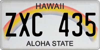HI license plate ZXC435
