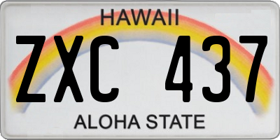 HI license plate ZXC437
