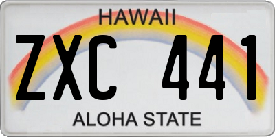 HI license plate ZXC441