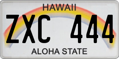 HI license plate ZXC444