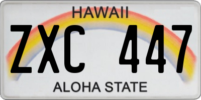 HI license plate ZXC447