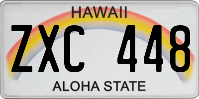 HI license plate ZXC448