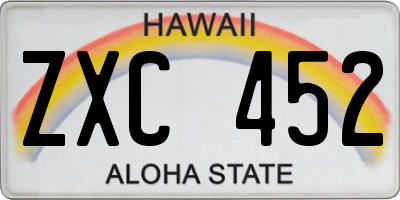 HI license plate ZXC452