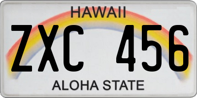 HI license plate ZXC456