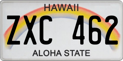 HI license plate ZXC462