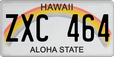 HI license plate ZXC464