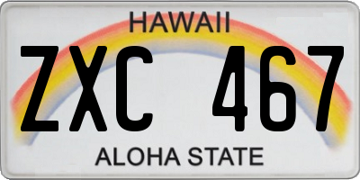 HI license plate ZXC467