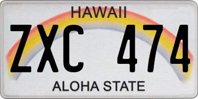 HI license plate ZXC474