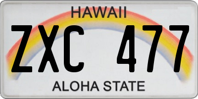 HI license plate ZXC477